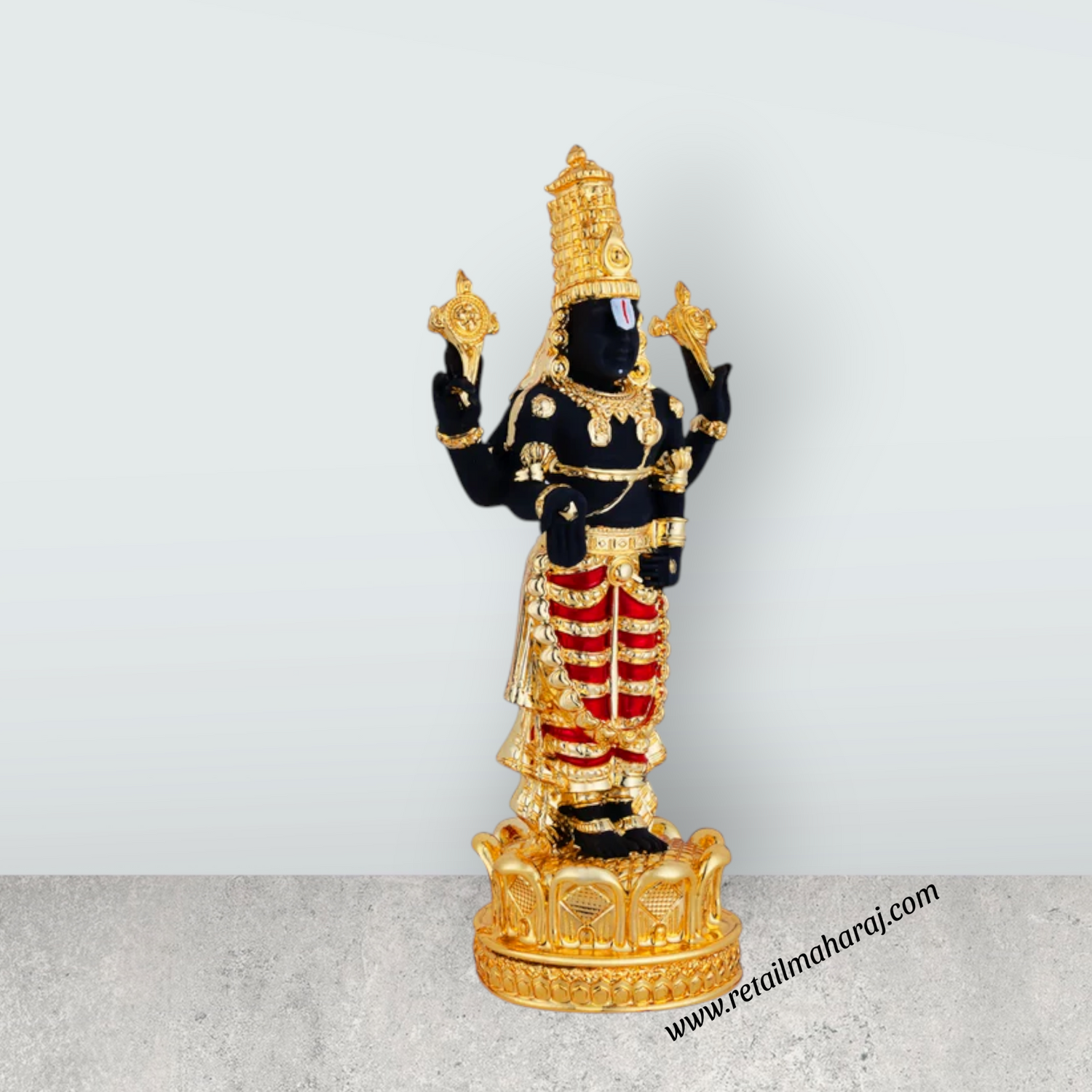 Perumal Standing on Base Murti - 8 x 3.5 Inches | Resin Balaji Idol / Perumal Statue For Home & Pooja