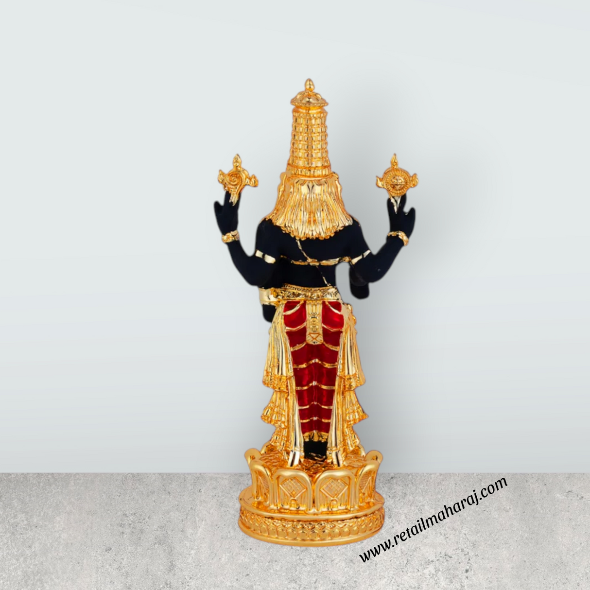 Perumal Standing on Base Murti - 8 x 3.5 Inches | Resin Balaji Idol / Perumal Statue For Home & Pooja
