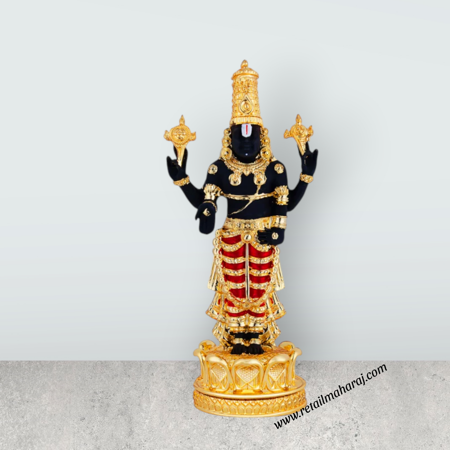 Perumal Standing on Base Murti - 8 x 3.5 Inches | Resin Balaji Idol / Perumal Statue For Home & Pooja