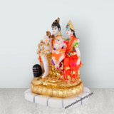 Lord Shiva Family - 6.5 x 5 Inches | Marble Dust Shivan Family Idol / Shiva Family Statue for Pooja - Retail Maharaj