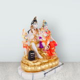 Lord Shiva Family - 6.5 x 5 Inches | Marble Dust Shivan Family Idol / Shiva Family Statue for Pooja - Retail Maharaj