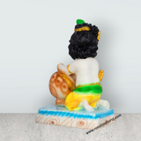 Butter Krishna Murti With Base - 8 x 5 Inches | Marble Murti/ Krishna Idol for Home & Office - Retail Maharaj