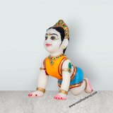 Crawling Radha Murti - 5.5 x 4 Inches | Marble Murti/ Coloured Radha Idol for Pooja & Table Top - Retail Maharaj