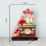 Writing Ganesh Murti With Mushak - 7 x 6 Inches | Marble Murti/ Ganpati Murti Decorative Showpiece for Home - Retail Maharaj