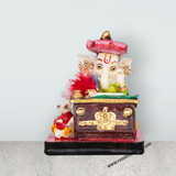 Writing Ganesh Murti With Mushak - 7 x 6 Inches | Marble Murti/ Ganpati Murti Decorative Showpiece for Home - Retail Maharaj