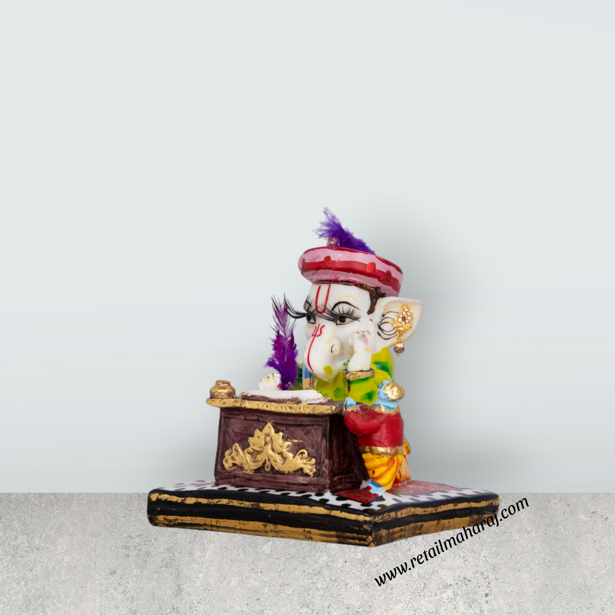 Ganesh Murti With Mushak - 6 x 5.5 Inches | Marble Murti/ Ganpati Murti Decorative Showpiece for Home - Retail Maharaj
