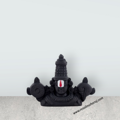 Balaji Murti - 2.5 x 3 Inches | Resin & Black Colour Perumal Statue/ Double Side Venkateswara Swamy Idol for Car - Retail Maharaj