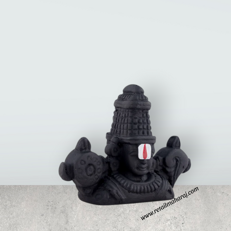 Balaji Murti - 2.5 x 3 Inches | Resin & Black Colour Perumal Statue/ Double Side Venkateswara Swamy Idol for Car - Retail Maharaj