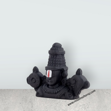 Balaji Murti - 2.5 x 3 Inches | Resin & Black Colour Perumal Statue/ Double Side Venkateswara Swamy Idol for Car - Retail Maharaj