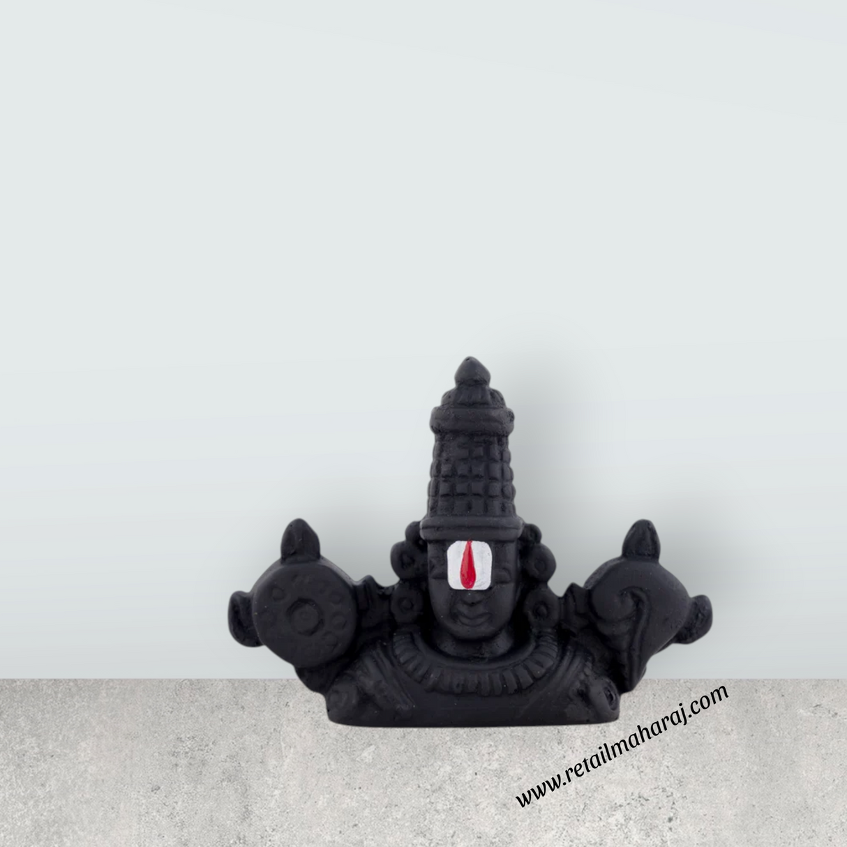 Balaji Murti - 2.5 x 3 Inches | Resin & Black Colour Perumal Statue/ Double Side Venkateswara Swamy Idol for Car - Retail Maharaj