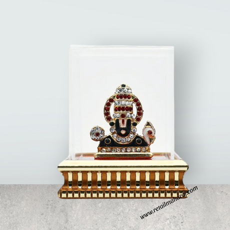 Balaji Murti - 3.5 x 2.75 Inches | Lucky Perumal Statue/ Multicolour Stone Balaji Idol With Dhoom for Table Topcccccccccccccccccccccc - Retail Maharaj