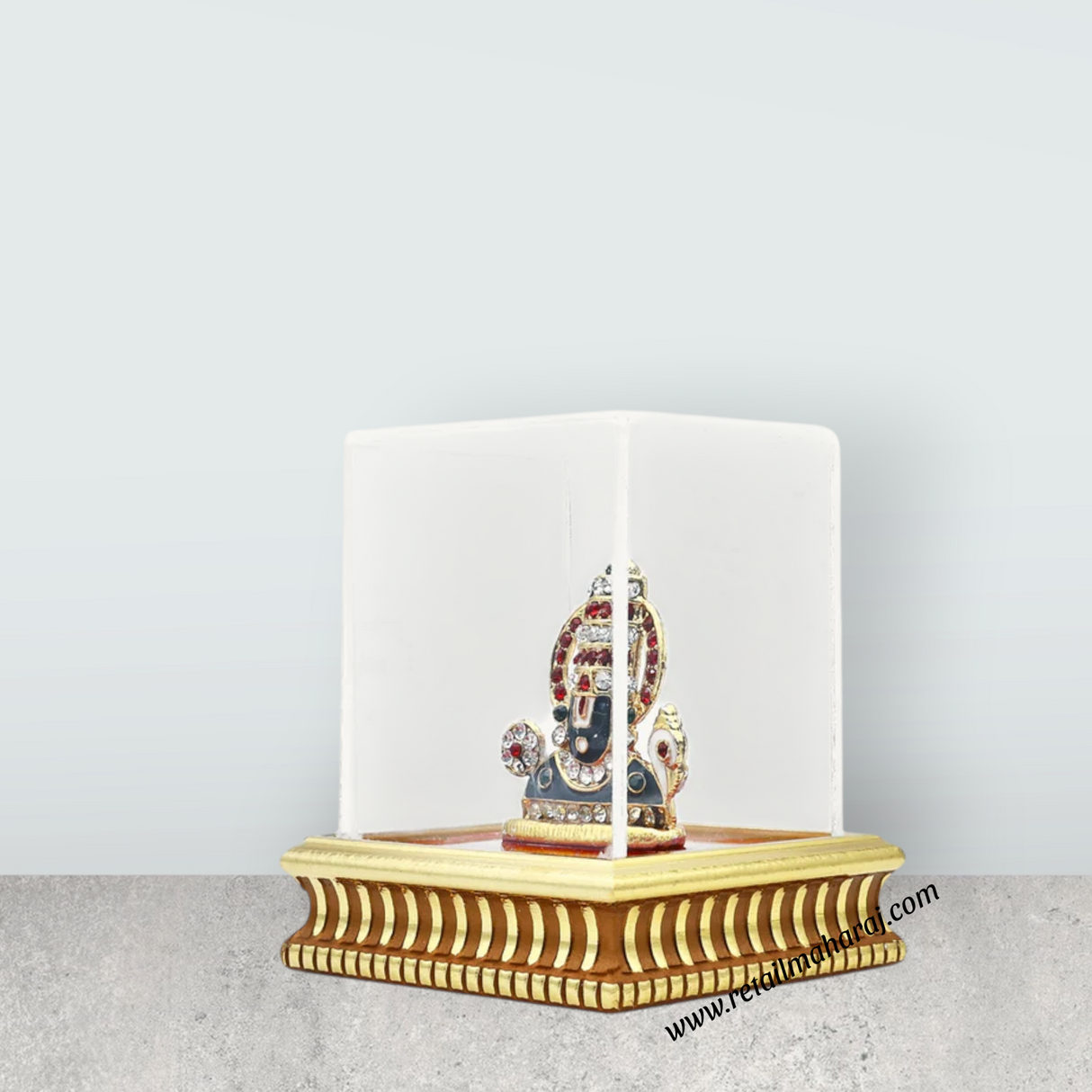 Balaji Murti - 3.5 x 2.75 Inches | Lucky Perumal Statue/ Multicolour Stone Balaji Idol With Dhoom for Table Topcccccccccccccccccccccc - Retail Maharaj