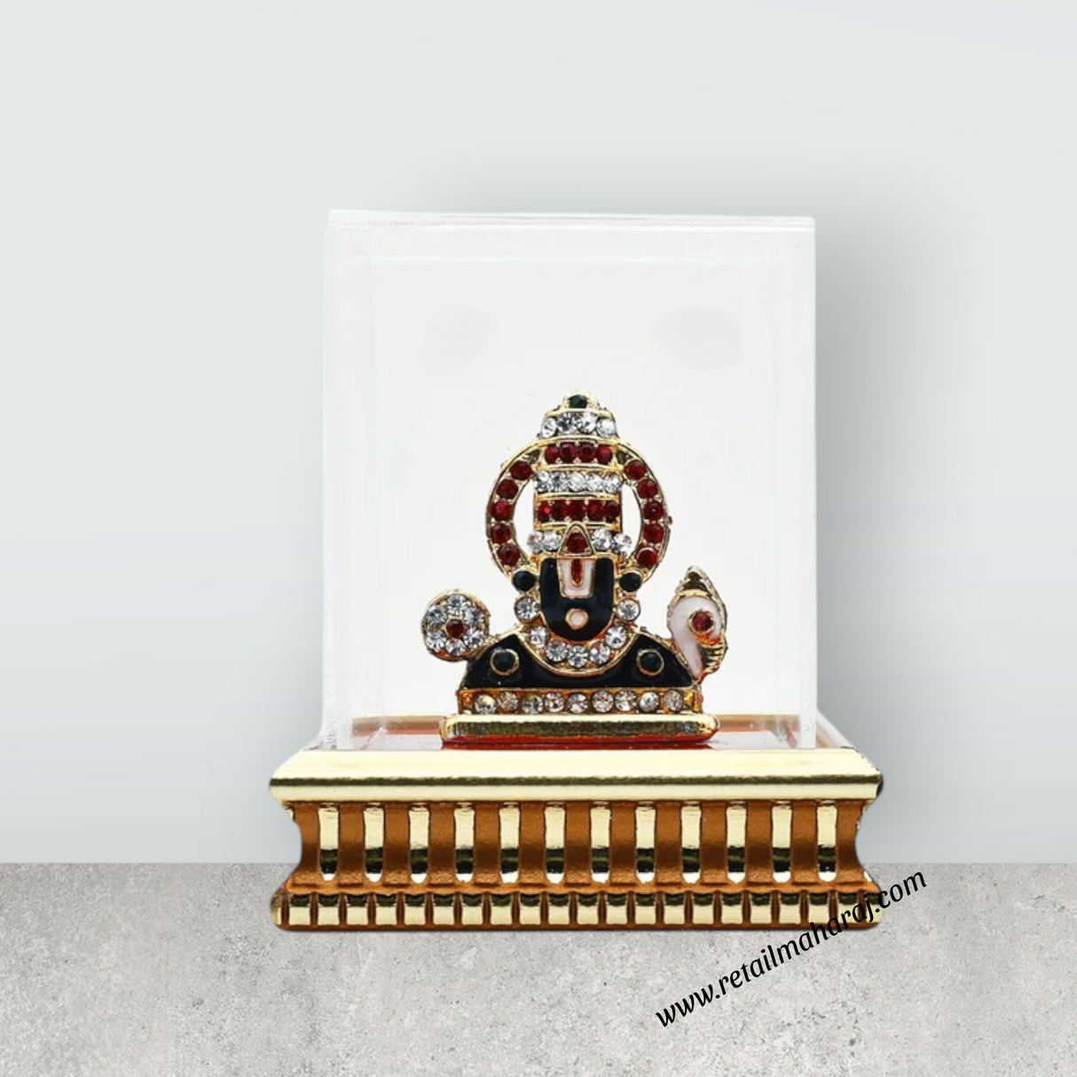 Balaji Murti - 3.5 x 2.75 Inches | Lucky Perumal Statue/ Multicolour Stone Balaji Idol With Dhoom for Table Topcccccccccccccccccccccc - Retail Maharaj