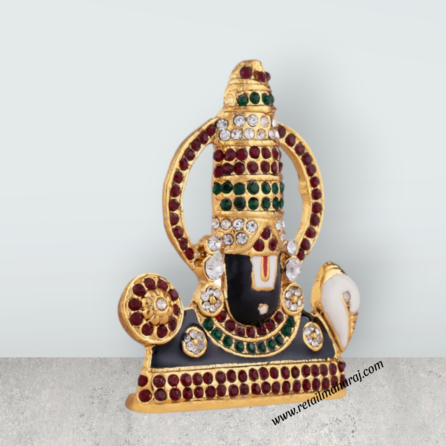 Balaji Murti - 2.5 x 2 Inches | Stone Design Perumal Statue/ Venkateswara Swamy Idol for Car Decor - Retail Maharaj