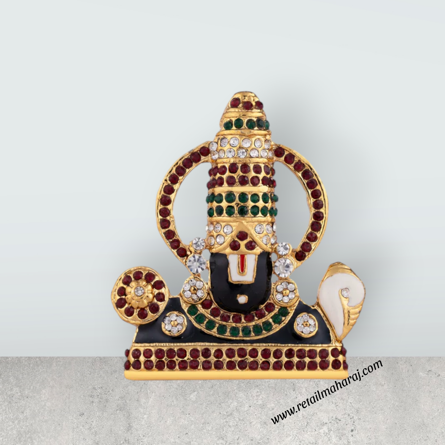 Balaji Murti - 2.5 x 2 Inches | Stone Design Perumal Statue/ Venkateswara Swamy Idol for Car Decor - Retail Maharaj