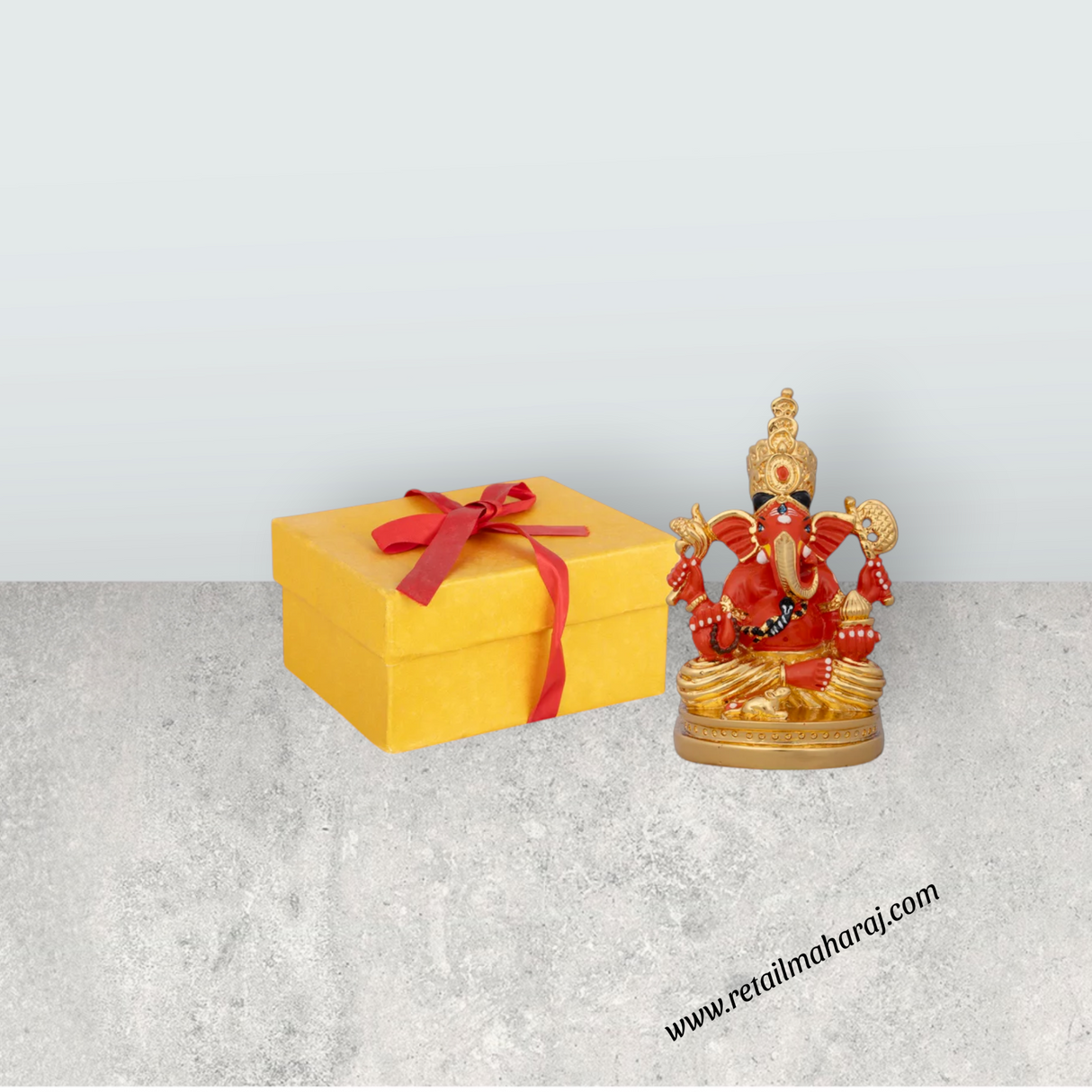 Mukut Ganesh Murti - 4.5 x 3 Inches | Ceramic Sculpture/ Vinayaka Statue/ Ganpati Idol for Pooja/ 250 Gms - Retail Maharaj