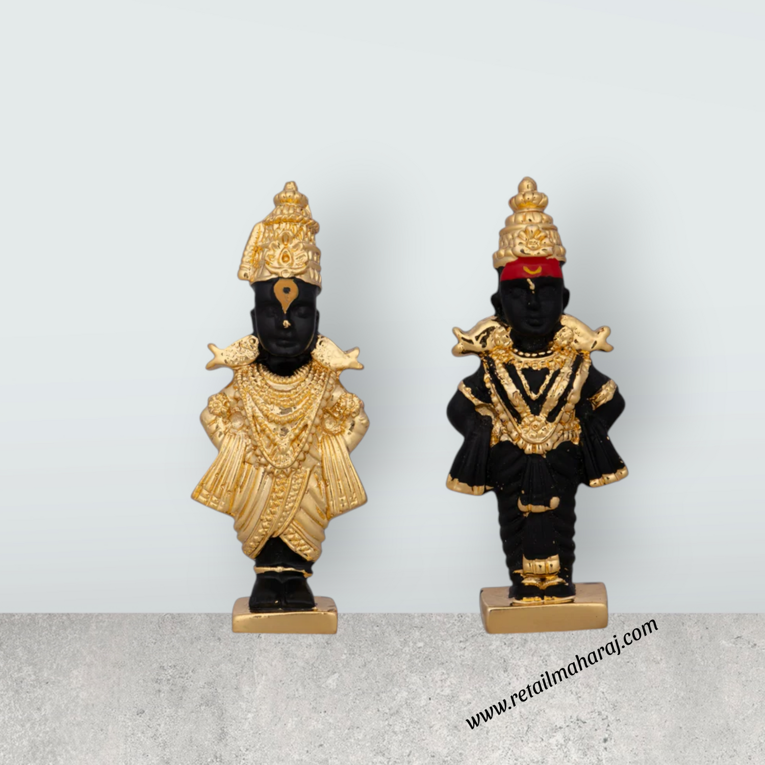 Panduranga Rukmini Pair - 3 x 1 Inches | Ceramic Sculpture/ Rukmini Panduranga/ Panduranga And Rukmini for Pooja - Retail Maharaj