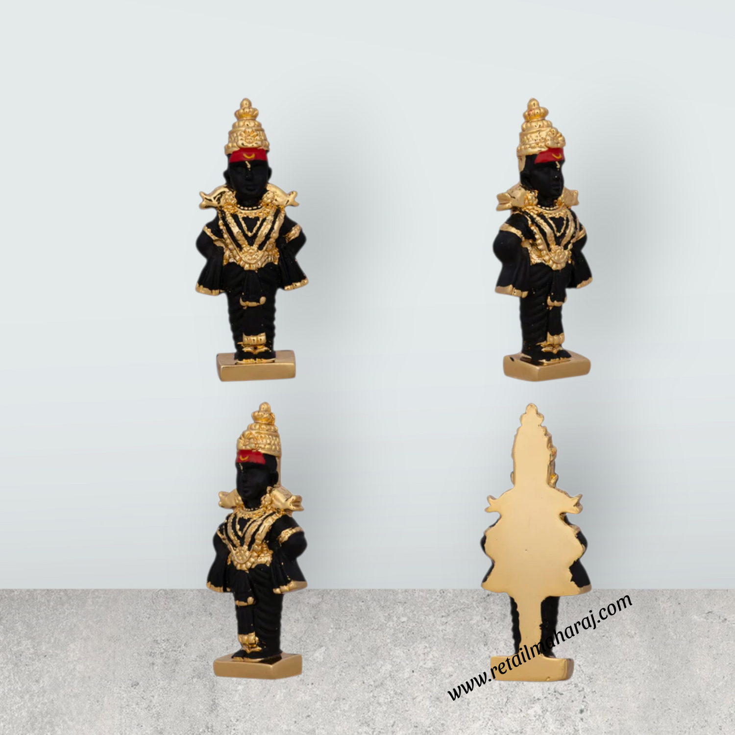 Panduranga Rukmini Pair - 3 x 1 Inches | Ceramic Sculpture/ Rukmini Panduranga/ Panduranga And Rukmini for Pooja - Retail Maharaj