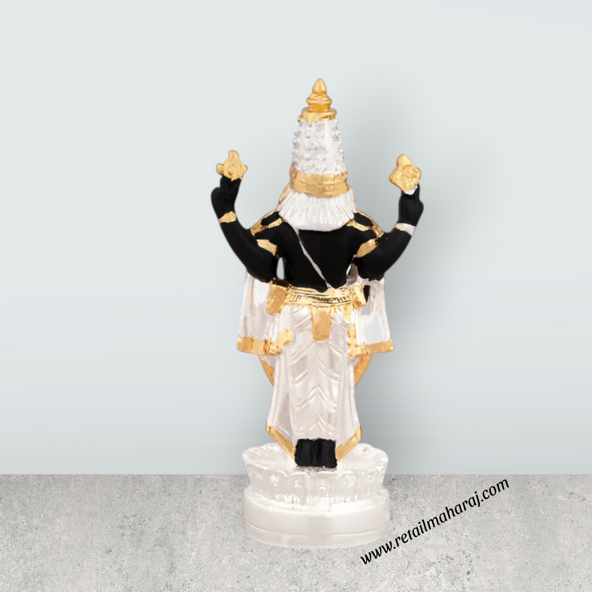 Balaji Standing On Lotus Murti - 5 x 2.25 Inches | Resin Statue/ Silver Polish Venkateswara Swamy Idol for Pooja - Retail Maharaj