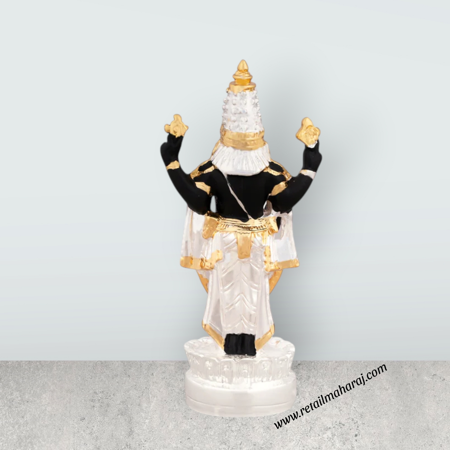 Balaji Standing On Lotus Murti - 5 x 2.25 Inches | Resin Statue/ Silver Polish Venkateswara Swamy Idol for Pooja - Retail Maharaj