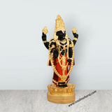 Vishnu Murti Standing On Lotus - 5 x 2.25 Inches | Gold Polish Balaji Murti/ Resin Balaji Idol for Pooja - Retail Maharaj