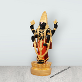 Vishnu Murti Standing On Lotus - 5 x 2.25 Inches | Gold Polish Balaji Murti/ Resin Balaji Idol for Pooja - Retail Maharaj