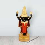 Vishnu Murti Standing On Lotus - 5 x 2.25 Inches | Gold Polish Balaji Murti/ Resin Balaji Idol for Pooja - Retail Maharaj