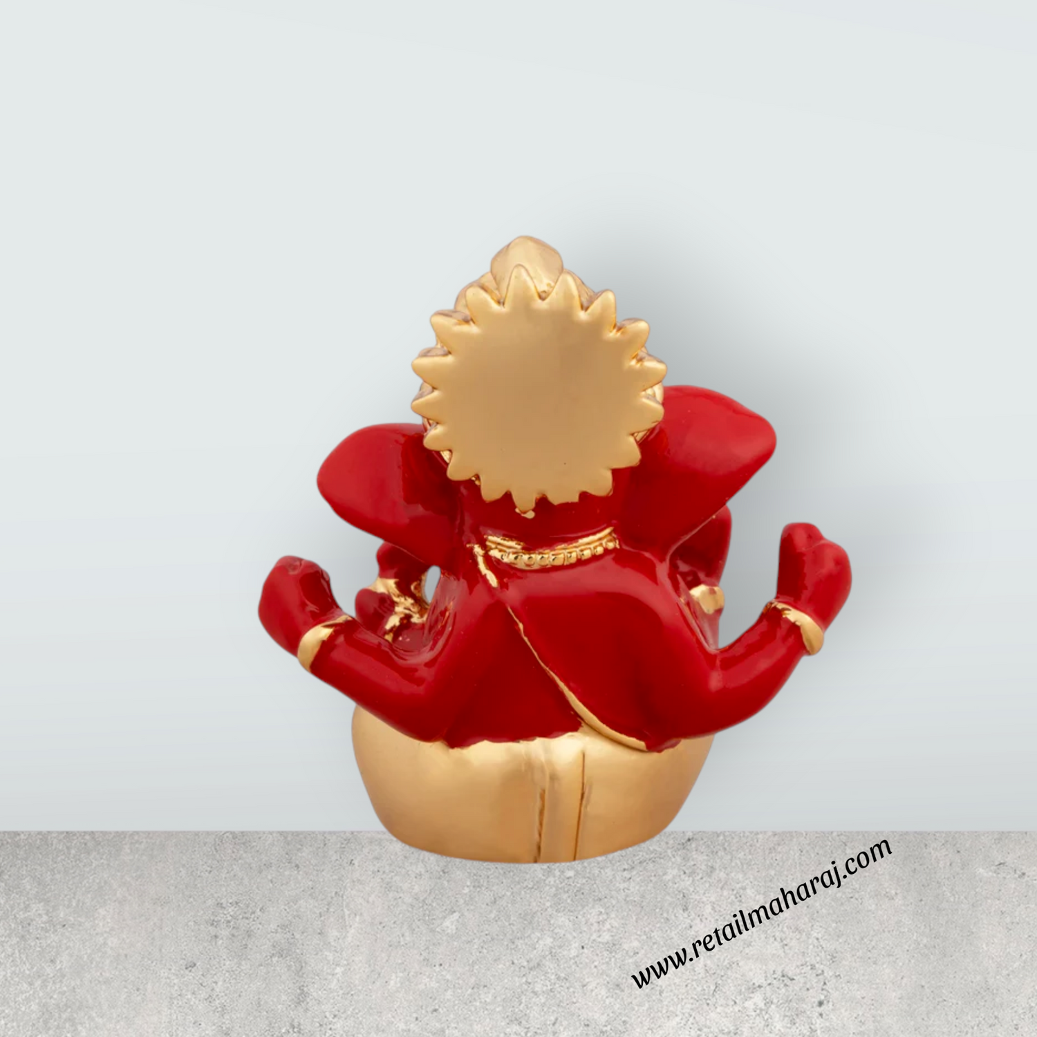 Ganesh Murti - 2 x 1.75 Inches | Metal Gold Polish Ganpati Idol/ Sitting Vinayaka Statue for Pooja - Retail Maharaj
