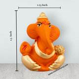 Ganesh Murti - 1.5 x 1.25 Inches | Metal Gold Polish Ganpati Murti/ Sitting Vinayaka Statue for Pooja - Retail Maharaj