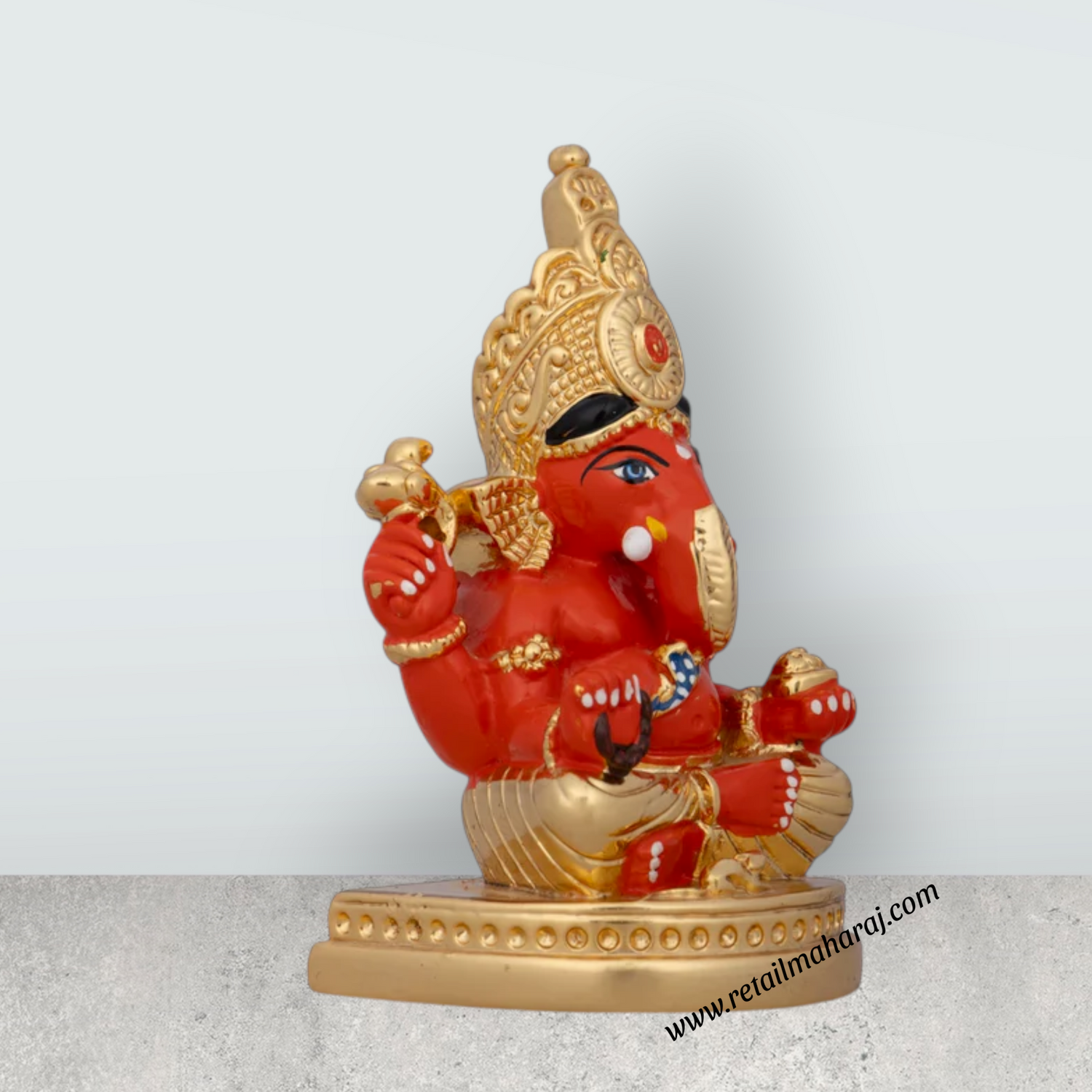 Ganesh Murti - 3 x 2 Inches | Ceramic Sculpture/ Ganpati Murti/ Vinayaka Statue for Pooja/ 75 Gms Approx - Retail Maharaj