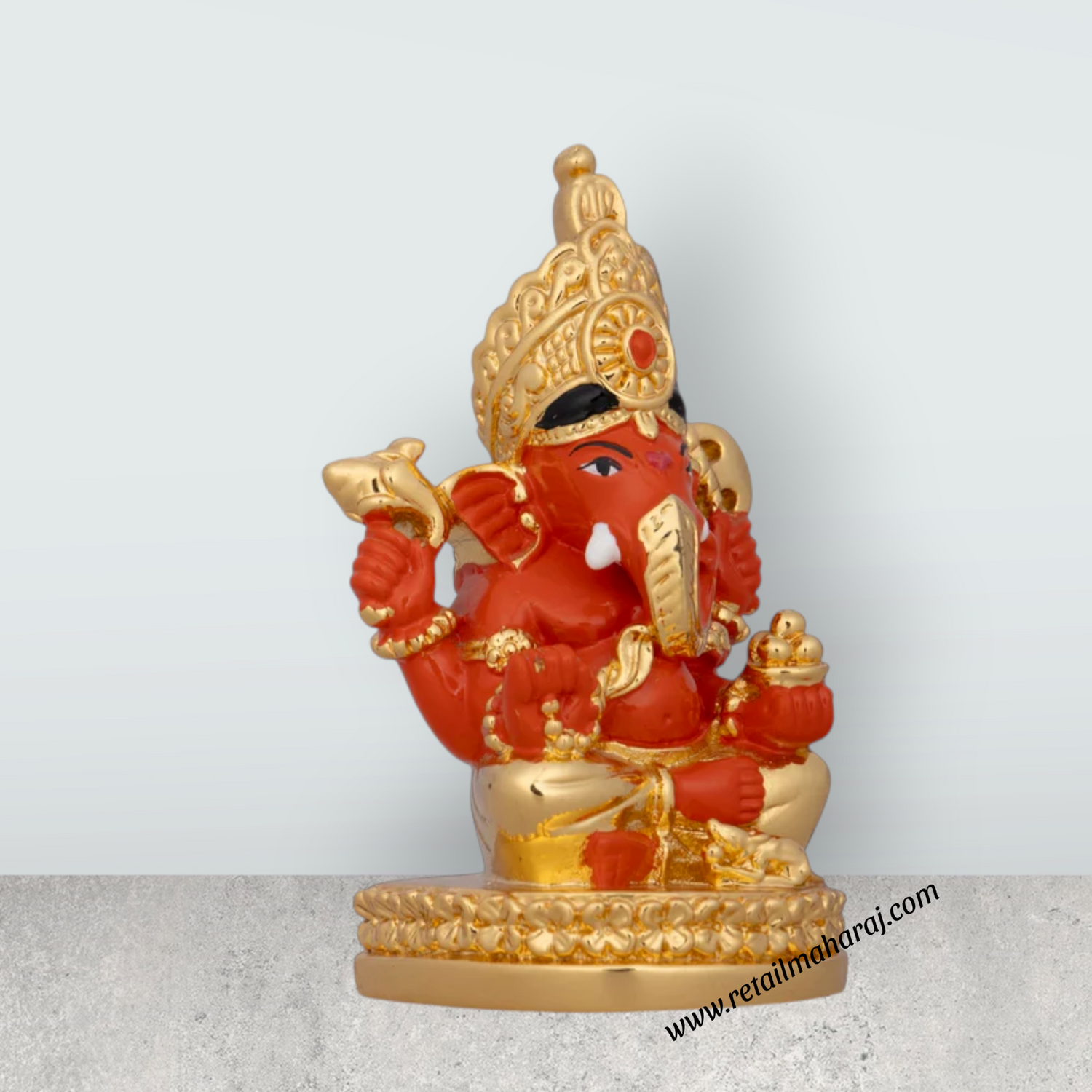 Ganesh Murti - 3 x 2 Inches | Ceramic Sculpture/ Ganpati Murti/ Vinayaka Statue for Pooja/ 75 Gms Approx - Retail Maharaj