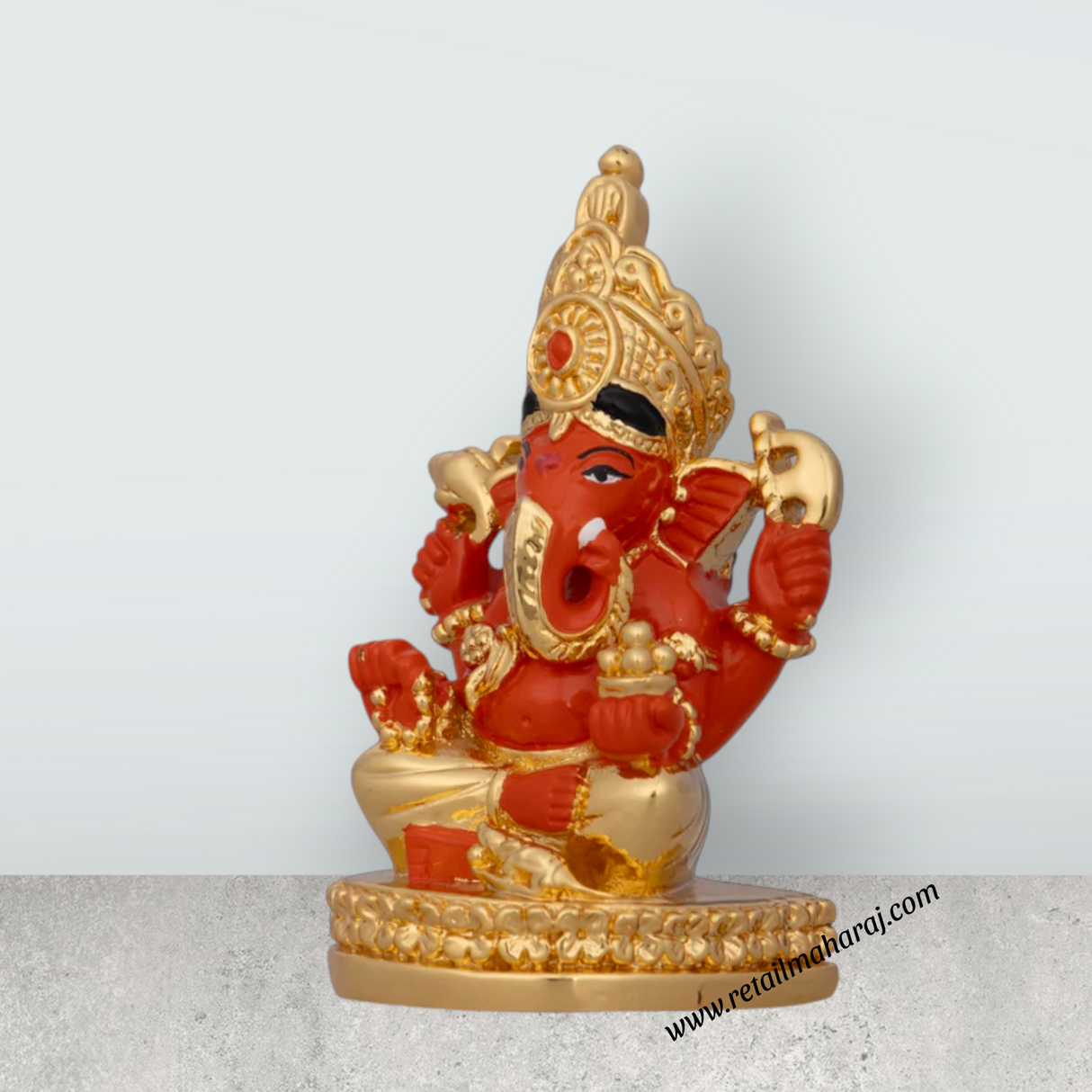 Ganesh Murti - 3 x 2 Inches | Ceramic Sculpture/ Ganpati Murti/ Vinayaka Statue for Pooja/ 75 Gms Approx - Retail Maharaj