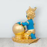 Butter Krishna Idol - 4 x 3 Inches | Krishna Statue/ Ceramic Sculpture for Pooja/ 235 Gms Approx