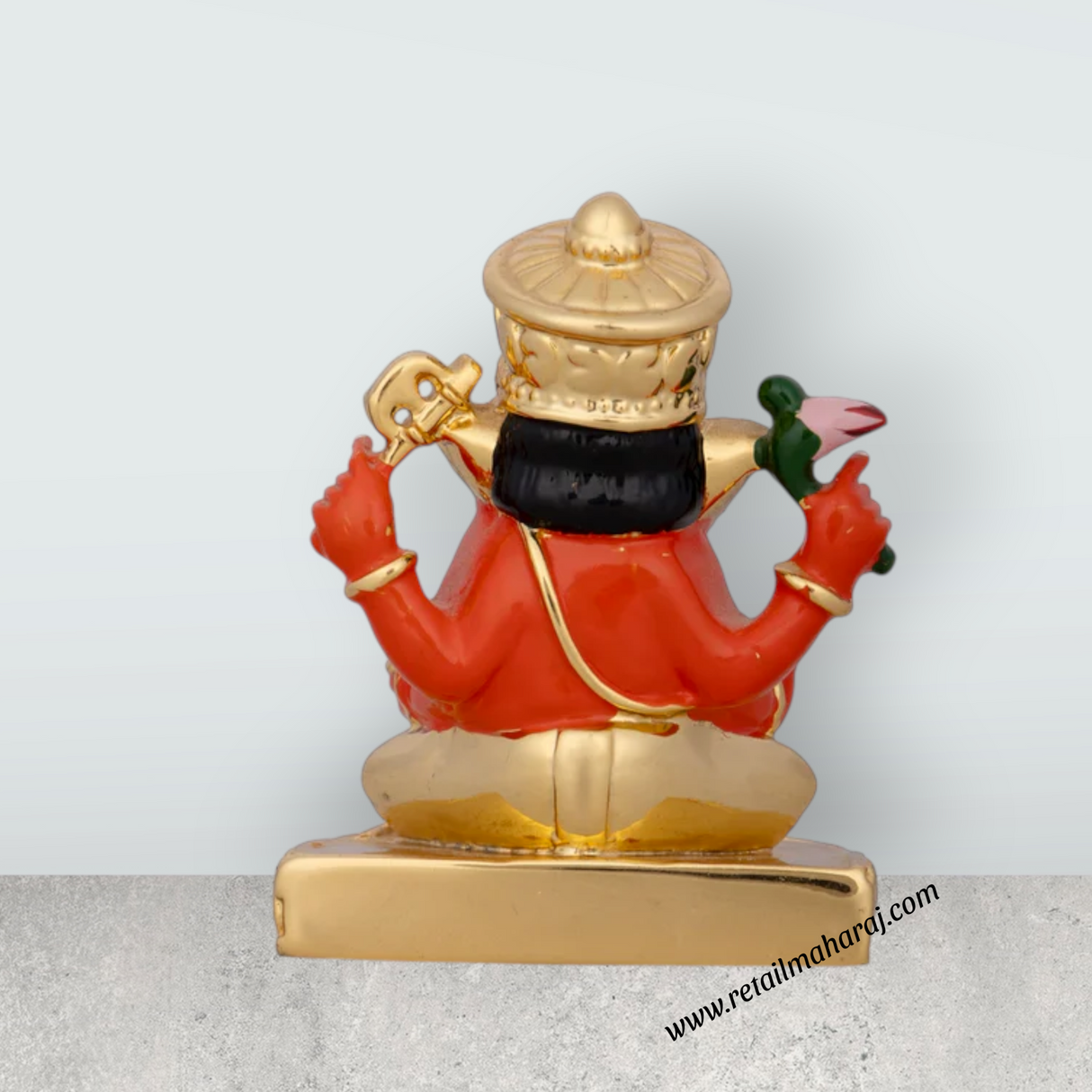 Mukut Ganesh Murti - 3 x 2 Inches | Ceramic Sculpture/ Vinayaka Statue/ Ganpati Idol for Pooja/ 85 Gms Approx - Retail Maharaj