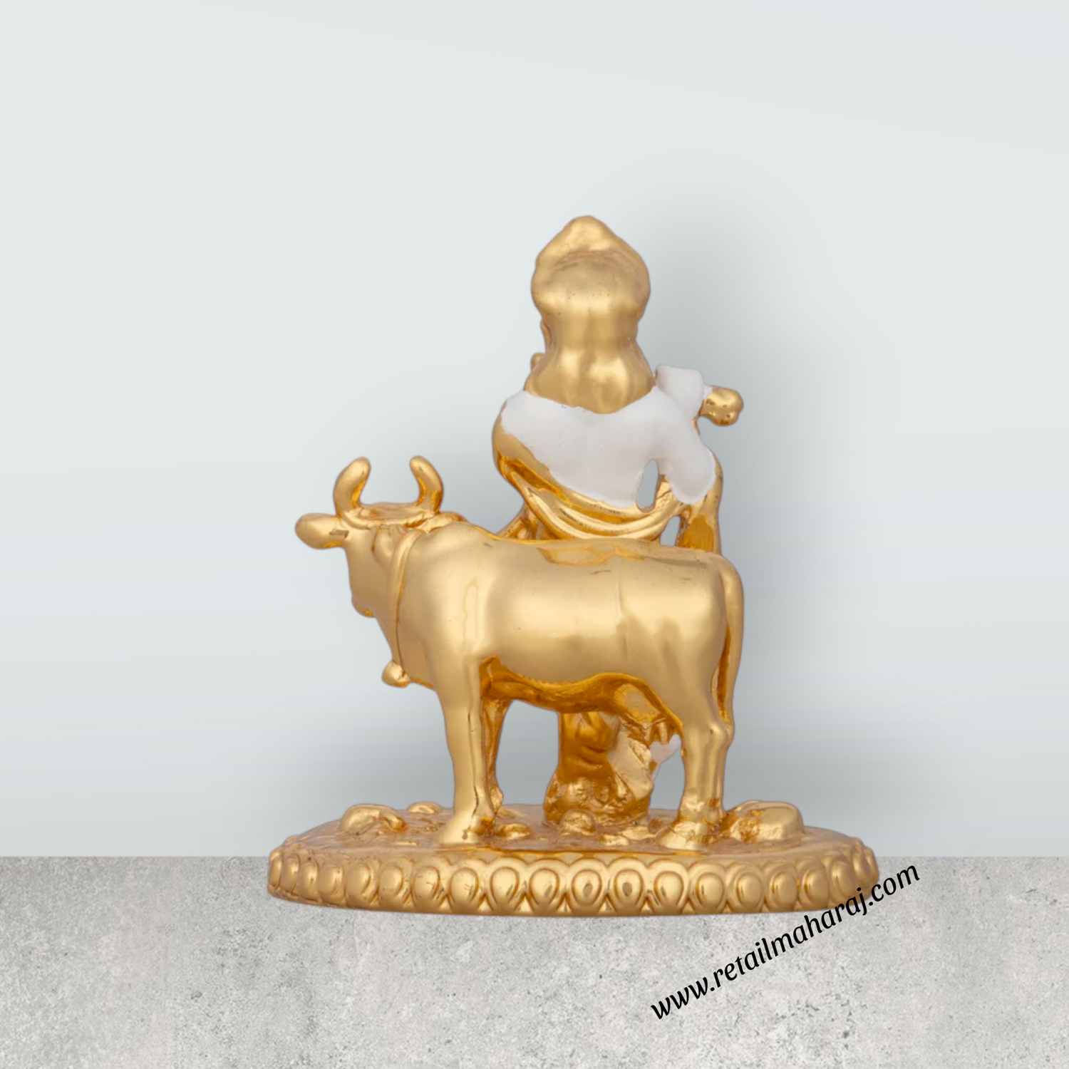 Cow Krishna Murti - 3 x 2.5 Inches | Krishna Statue/ Ceramic Sculpture for Pooja/ 70 Gms Approx - Retail Maharaj