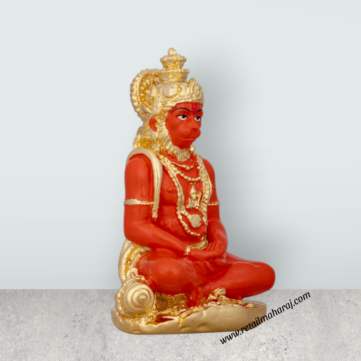 Anjaneya Statue - 5 x 3 Inches | Ceramic Sculpture/ Hanuman Statue for Pooja/ 230 Gms Approx - Retail Maharaj