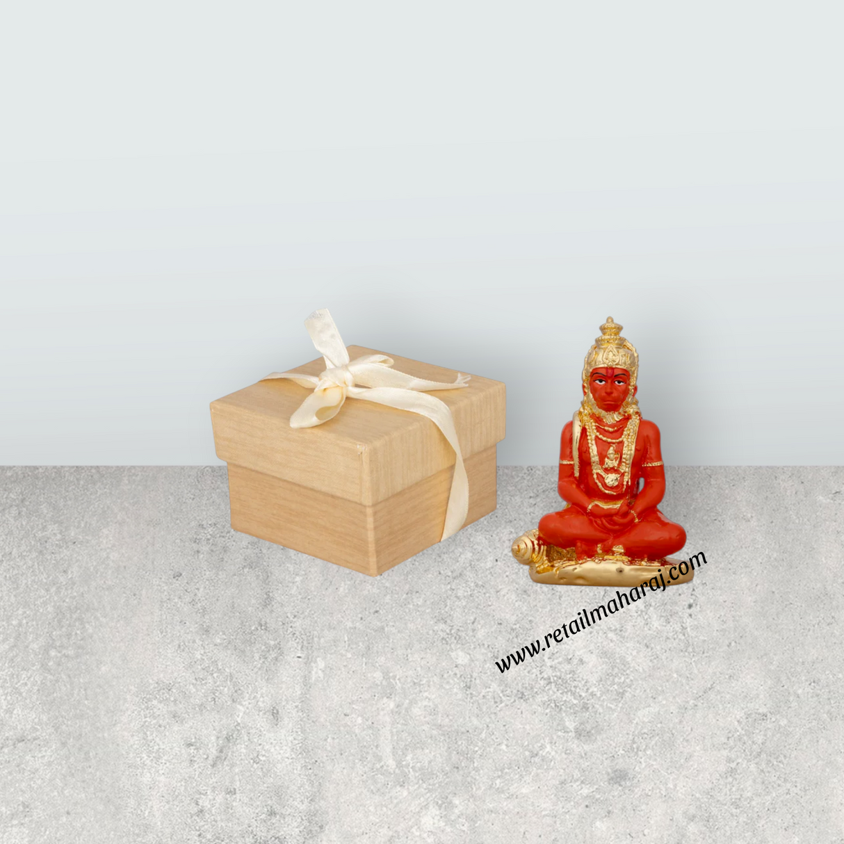 Anjaneya Statue - 5 x 3 Inches | Ceramic Sculpture/ Hanuman Statue for Pooja/ 230 Gms Approx - Retail Maharaj