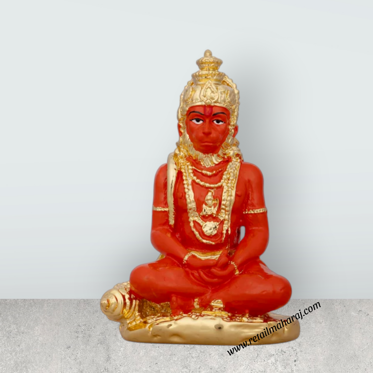 Anjaneya Statue - 5 x 3 Inches | Ceramic Sculpture/ Hanuman Statue for Pooja/ 230 Gms Approx - Retail Maharaj