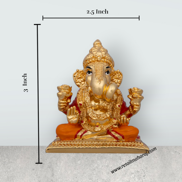 Ganesh Murti - 3 x 2.5 Inches | Ceramic Sculpture/ Ganpati Murti/ Vinayaka Statue for Pooja/ 80 Gms Approx - Retail Maharaj