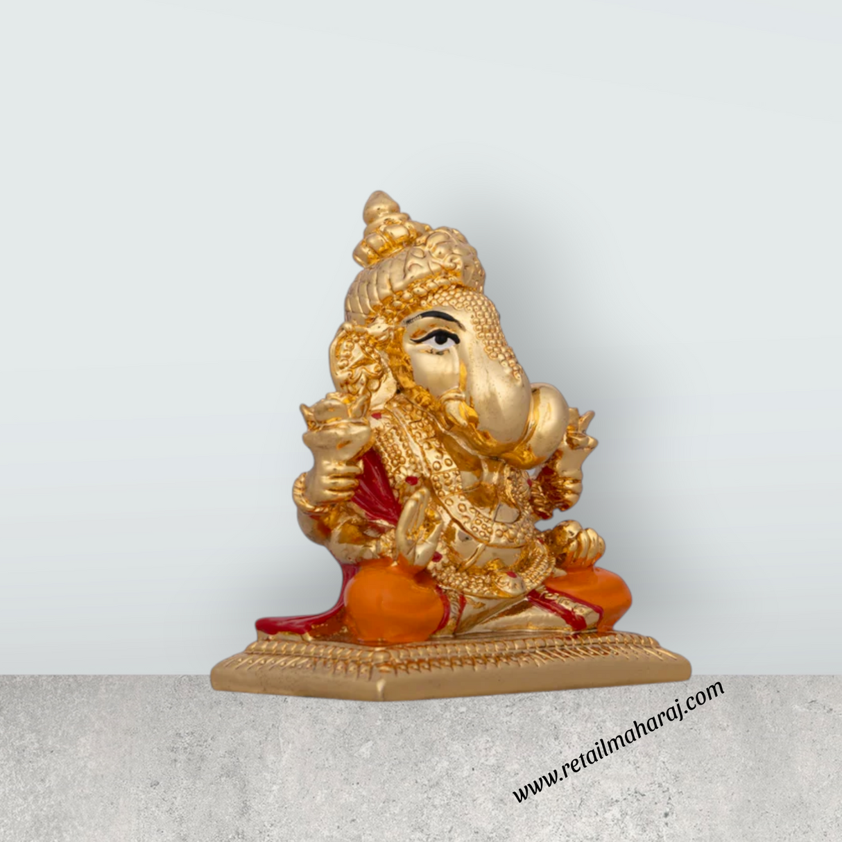 Ganesh Murti - 3 x 2.5 Inches | Ceramic Sculpture/ Ganpati Murti/ Vinayaka Statue for Pooja/ 80 Gms Approx - Retail Maharaj