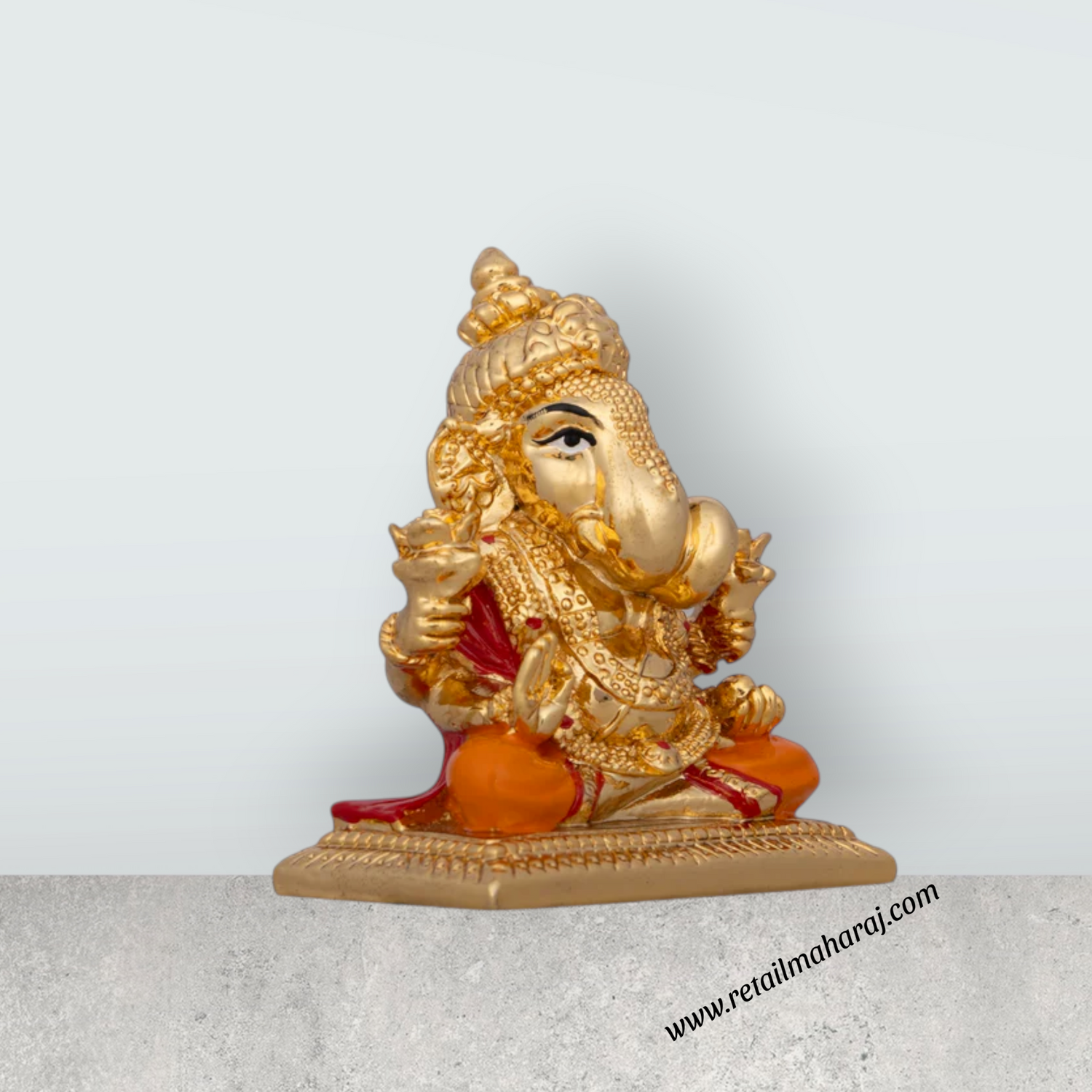 Ganesh Murti - 3 x 2.5 Inches | Ceramic Sculpture/ Ganpati Murti/ Vinayaka Statue for Pooja/ 80 Gms Approx - Retail Maharaj