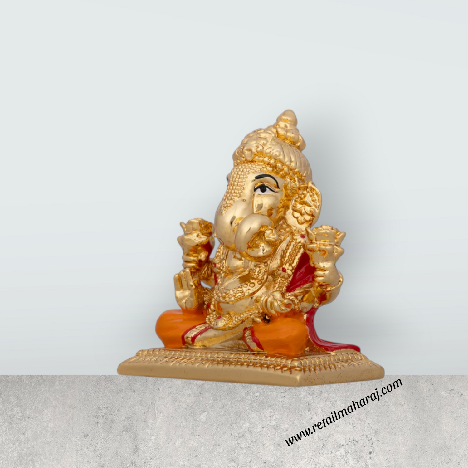 Ganesh Murti - 3 x 2.5 Inches | Ceramic Sculpture/ Ganpati Murti/ Vinayaka Statue for Pooja/ 80 Gms Approx - Retail Maharaj