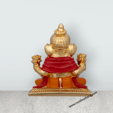 Ganesh Murti - 3 x 2.5 Inches | Ceramic Sculpture/ Ganpati Murti/ Vinayaka Statue for Pooja/ 80 Gms Approx - Retail Maharaj