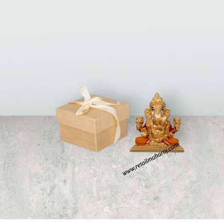 Ganesh Murti - 3 x 2.5 Inches | Ceramic Sculpture/ Ganpati Murti/ Vinayaka Statue for Pooja/ 80 Gms Approx - Retail Maharaj
