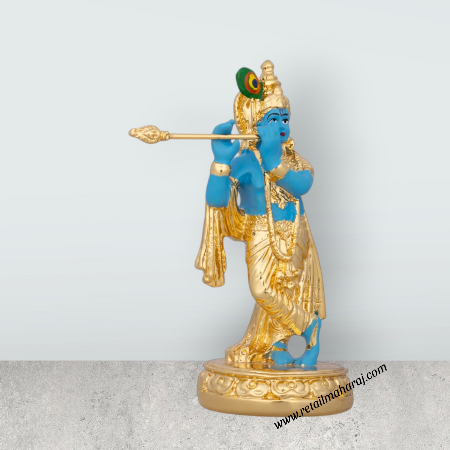 Flute Krishnan Statue - 4.5 x 1.5 Inches | Ceramic Sculpture/ Krishna Flute Statue for Pooja/ 90 Gms Approx - Retail Maharaj