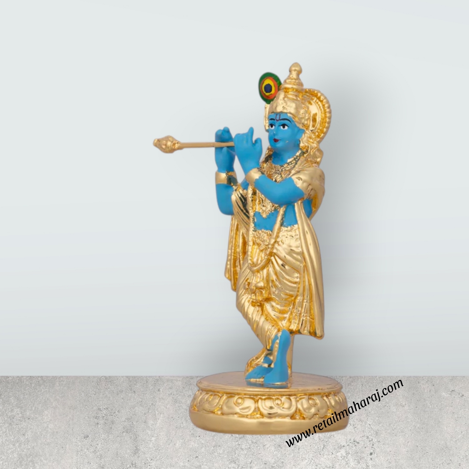 Flute Krishnan Statue - 4.5 x 1.5 Inches | Ceramic Sculpture/ Krishna Flute Statue for Pooja/ 90 Gms Approx - Retail Maharaj