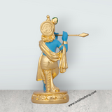 Flute Krishnan Statue - 4.5 x 1.5 Inches | Ceramic Sculpture/ Krishna Flute Statue for Pooja/ 90 Gms Approx - Retail Maharaj