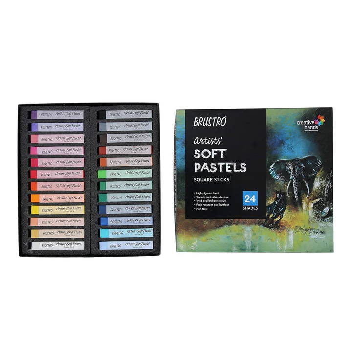 Brustro Artists Soft Pastels Set of 24 Colors for Art and Craft Projects - Retail Maharaj
