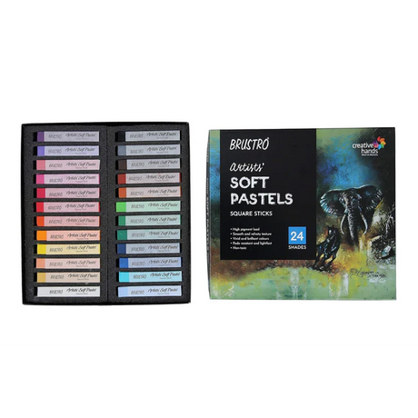 Brustro Artists Soft Pastels Set of 24 Colors for Art and Craft Projects - Retail Maharaj