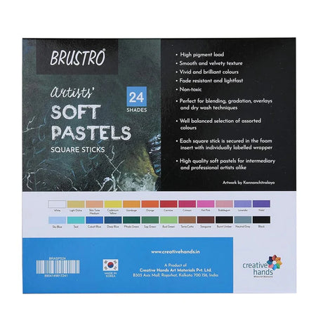 Brustro Artists Soft Pastels Set of 24 Colors for Art and Craft Projects - Retail Maharaj